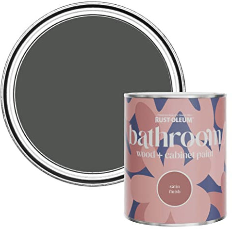 Rust-Oleum Dark Grey Moisture Resistant Bathroom Wood and Cabinet Paint in Satin Finish - Graphite 750ml