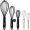 Anaeat Kitchen Whisk Set of 5, Perfect for Non-Stick Cookware, Egg Beater Milk ​Blender for Whisking, Cooking, Baking - 5+7 Mini Wire Whisk and 8.5''+10.5''+12'' Silicone Balloon Whisks (Black)
