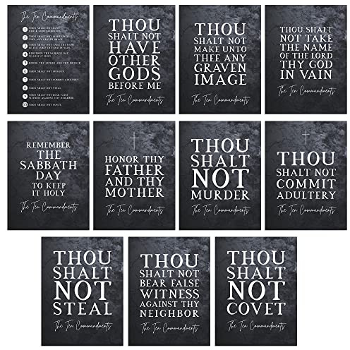 Artery8 The Ten Commandments from God Bible Scripture Verse Unframed Poster Art Print Pack of 11 A4