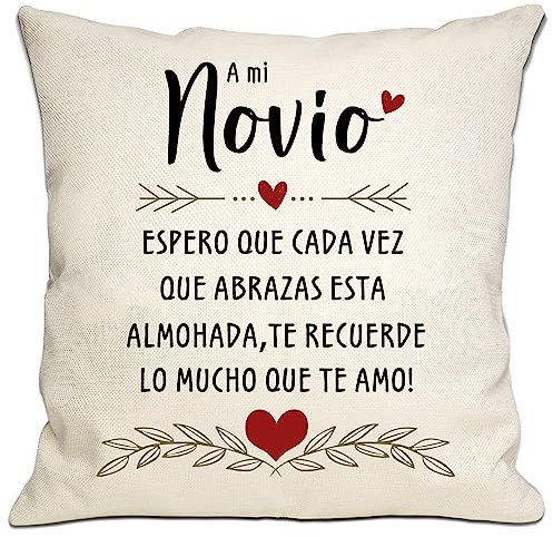 Bommex Regalo de San Valentin - Funda de Cojin para Novio - Espero Que Cada Vez Que Abraces Este Cojin Te Recuerde Cuanto Te Quiero