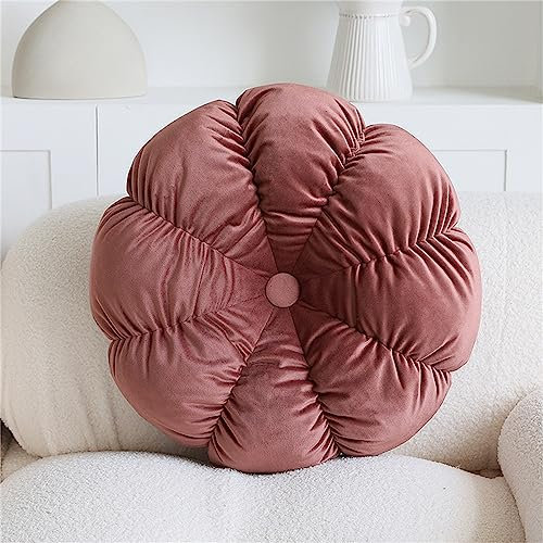 FANSU Coussin pour Chaise Ronde de Jardin, Coussin de Chaise Velours Forme de Fleur 45cm/55cm, Galette de Chaise/Coussins de Chaises Epais de Salle à Manger (45cm,Rose)