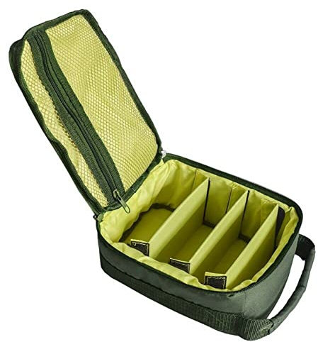 XUSANSO Angelausrüstungstasche, wasserdichte Angeltasche, tragbare Angelrolle und Ausrüstungstasche mit 3 verstellbaren Trennwänden zum Spinnen, Baitcast-Fliegenrollen, armee-grün, Einheitsgröße,