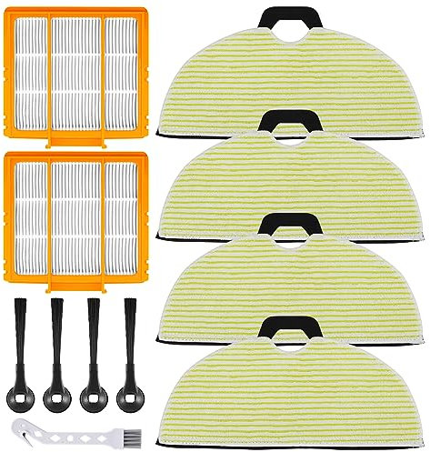 Erinice 4 Pack Replacement Mop Pads, 2 Pre-Motor Filters, 4 Side Brushes, 1 Brush for Shark AI Ultra 2-in-1 Robot Vacuum Cleaner Accessories