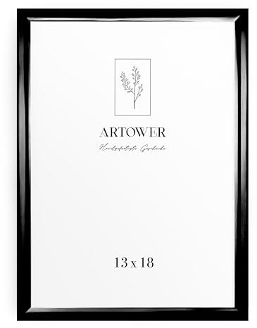 artower® Cadre Photo Aluminium Noir 13x18cm | Cadre Mural Décoratif pour Salon Chambre et Maison | Petit Tableau 13x18 | Cadre Décoration Dessin Diplôme et Poster 13 x 18 cm