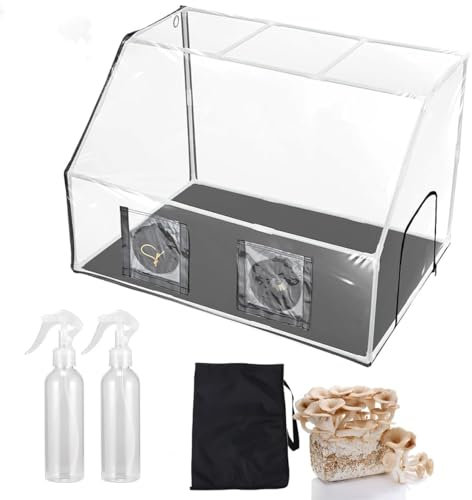 COYEUX Tragbare Growbox für Pilze, Monotub-Set, Pilz-Pflanzbeutel, Zelt, mit 2 Sprühgeräten und Thermometer, 90 x 60 x 60 cm große Mykologie-Abzugshauben-Vermehrungsstationen