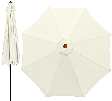 Housse de rechange pour parasol - 300 cm - 8 baleines - Imperméable - Protection UV - Pour parasol, marché extérieur, table - Tissu de rechange - Pas de porte-parapluie - Beige