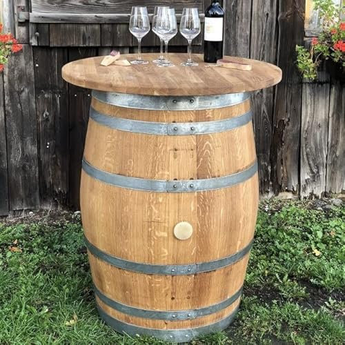 Fass-Schmiede Weinfass Stehtisch mit Eichenholzplatte (Geölt)