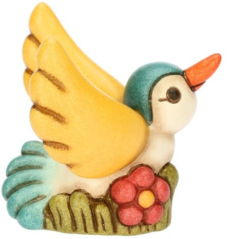 THUN, Colibrì Fly su Prato in Ceramica Decorata a Mano, Linea Primavera da Vivere, 6.5 x 5.8 x 6 cm h