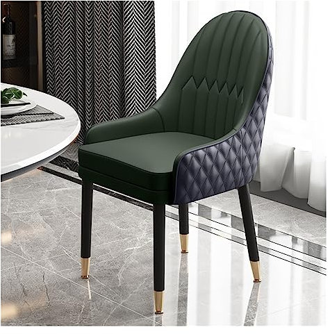 Mid-Century Modern Esszimmerstühle, Kunstleder-Akzent-Waschtischstühle mit Metallbeinen, gepolsterter Sessel, Beistellstühle, Akzentstuhl für Wohnzimmer, Esszimmer/Schlafzimmer (Farbe: Grün)