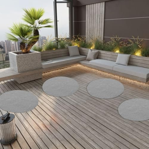Tidyard Gazon Artificiel avec picots Dia.95 cm Gris Rond, Gazon Synthétique Extérieur, Tapis Gazon Pelouse Artificielle, Faux Gazon pour Terrasse, Balcon, Jardin