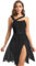 LiiYii Damen Lyrisch Tanzkleid Ärmellose Ballettkleid Eiskunstlauf Kleid mit Tüll Rock Ballerina Kleid Latein Tanzkleid Modern Dance Tanzkleidung Schwarz L