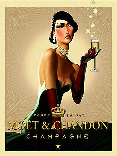 Metallschild Moet und Chandon Champagner, Vintage-Dekor, Kunstschild, Zuhause, Küche, Bar, Café, Club, Höhle, Wanddekoration, Retro-Blechschild, 20 x 30 cm