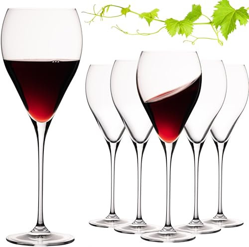 IMPERIAL Hohe Tropfenförmige Rotweingläser 520ml 'Paris' Set 6-Teilig Weingläser aus Crystalline Glas Spülmaschinenfest