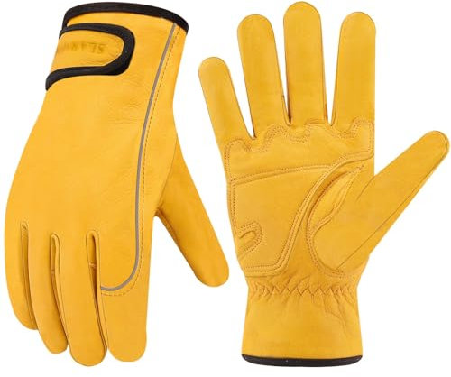 SLARMOR Winter Arbeitshandschuhe für Damen und Herren,Leder Thermo handschuhe mit Thermo Baumwollfutter,Winter Thermo Arbeitshandschuhe für Straßenreinigung, Holzeinschla