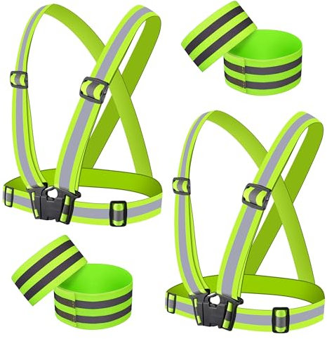 RCIDOS Reflektorweste Set, 2er Reflektierende Weste & 4er Reflektierenden Armbänder Warnweste Fahrrad Für Wandern Radfahren Jogging Tag Und Nacht Motorrad Radfahren
