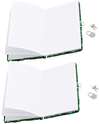 DIYEAH 2st Fußball-notizbuch Fußball-pailletten-tagebuch Notizbuch Mit Pailletten Tagebuch Mit Schloss Für Jungen Notizblock Mit Fußballmuster Kindertagebuch Mit Schloss Green Metall