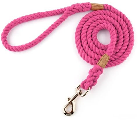 Snootiful Hound Cotton Rope Dog Lead - 150cm - Bright Colours - 100% Cotton (Pink)