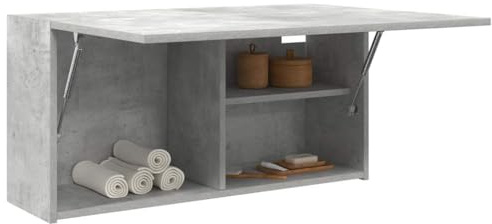 Homgoday - Armadietto da bagno a parete, per bagno, sospeso, armadio a muro, pensile, armadio per bagno, colore cemento grigio, 80 x 25 x 40 cm, in materiale legnoso