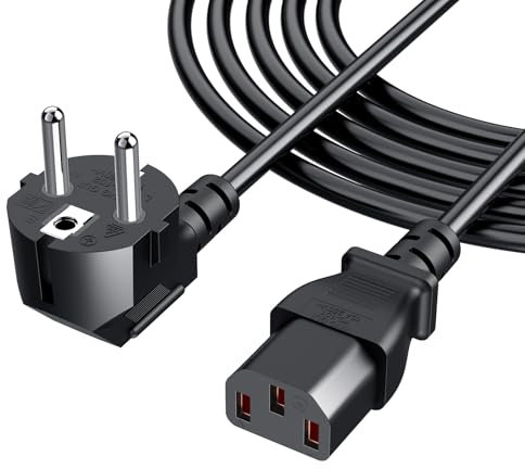 Cable iec C13 3 m Cable Alimentacion para PC Pantalla Ordenador, Computadora Monitor, LG Vizio TV, Epson Impresora Beamer Proyector Ion Pathfinder Amplificador de Guitarra Altavoz - Negro