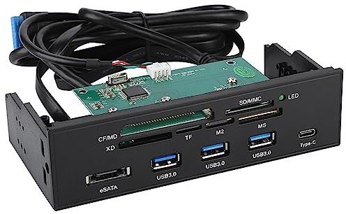 Interner Kartenleser, Armaturenbrett, Multifunktions-Frontplatten-Interner Leser, PC-Armaturenbrett-Leser mit Hochgeschwindigkeits-Front-USB 3.0-Schnittstelle, 5,25 Zoll, Interne