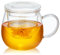 MESNEY Teeglas, Teetasse mit Deckel und Sieb, Hitzebeständiges Borosilikatglas, Für Losen und Blühenden Tee, Teetasse mit Sieb, Teetassen, Teegläser, Tee Tasse, Tasse mit Deckel, 500ml