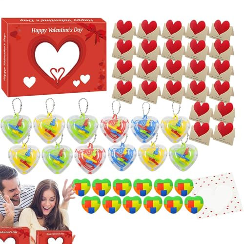 Valentinstag Karten Set, Kreative Romantische Kalender 2025, Valentines Day Kalender Advent Set, Romantische Herzförmige Adventskarten Kit, Valentinstag Advent Set, Einfach zu Bedienen, Tragbar für