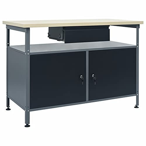 Potting Bench Work Station Workbench Black 120x60x85 cm Steel,Work Bench Garage Metal Storage Shelving DIY Tools Heavy Duty Workbench Table Workshop Shed