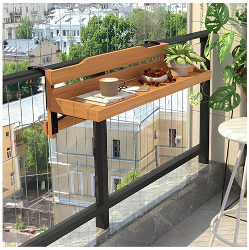 GUOGLZ Hängetisch Für Balkongeländer, Balkon-Stehtisch Für Geländer, Balkonhängetisch Klappbarer, Verstellbarer Terrassen-/Gartenbaluster(90 * 30cm)