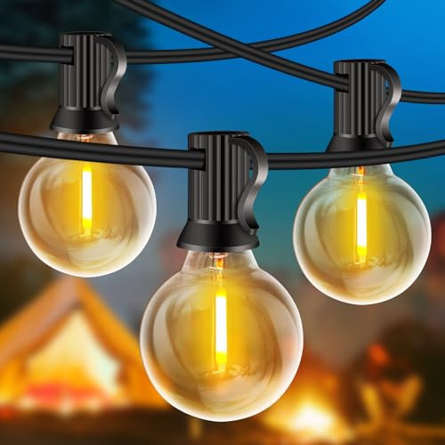 Rintea Guirnalda Luces Exterior, 10M/33FT con 20+2 G40 Bombillas, Luces LED Exterior IP44 Impermeable, Blanco Cálido 2700 K Luces Jardín para Jardín, Terraza, Navidad, Fiesta