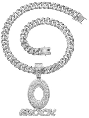jtkhaweh Collana Uomo Donna Gioielli Ciondolo Pendente Necklace Collana con Ciondolo Lettera O Hip Hop 单吊坠-银色(字母O)