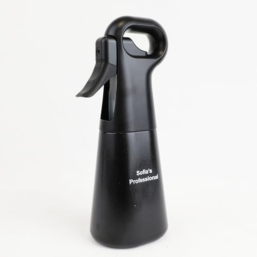 Eson Hair Water Spray Bottle 300ml, Refillable Continuous Mist Sprayer, Spray Bottle for Barber, Hairdresser, Salon, Hair Styling, Cleaning, Misting & Skin Care, Plants (Black)