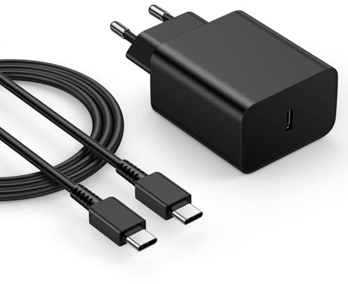 45W Caricabatterie per Samsung, Caricatore USB C Rapido Caricabatteria con 2M Cavo Ricarica Rapida per Samsung Galaxy S25 S24 S23 S22 S21 S20 Ultra Plus/S24+/Note 20/10/A73/A53 USBC Presa Alimentatore