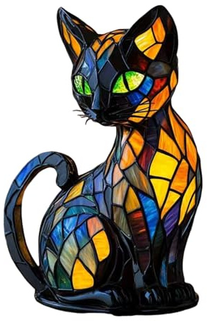 Ailan Retro Nacht – 2025 Katzen Neonlichtlampen für Liebhaber – buntes Glas, Tieratmosphäre, 3D, süße Schreibtischlampe – Geschenkkunst, Katze