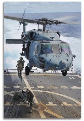 OKNGB MH-60S Hubschrauber-Poster, schnelles Aufziehen, dekoratives Gemälde, Leinwand, Wandposter und Kunstdruck, moderne Familienschlafzimmer-Dekoration, Poster, 50 x 75 cm