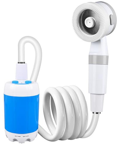 Jorzer Pompe de Douche de Camping Pompe Douche électrique Portable Rechargeable étanche 2 Modes pulvérisation Batterie 6000 mAh pour Camping, randonnée, Voyage, Car