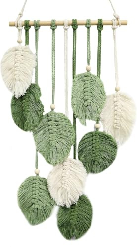 TenaLucy Grande Tenture Murale Macramé, Deco Murale Boheme Macramé Tenture | Tapisserie Feuille Coton Fait Main, Kit Macramé DIY pour Décoration Murale en Feuille Kit Macramé Pour le Salon La Chambre