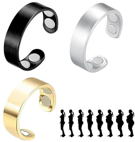 DOVBAN 3pcs Akupressur Ring,Verstellbare Größe Für Männer & Frauen,magnetring,Hypoallergen Edelstahl,Unterstützt Schlafqualität,Stress & Schmerzen
