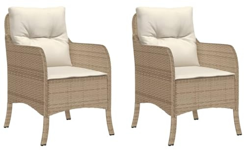 Emmtore Sillones de jardín con Cojines 2 uds ratán sintético Beige