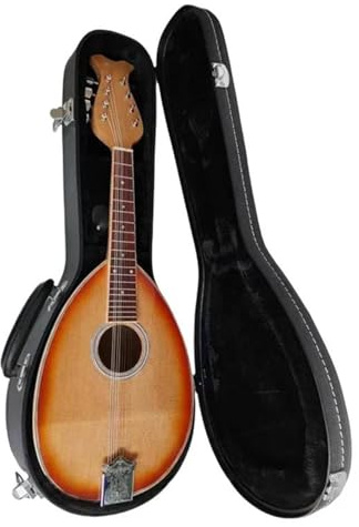 High Pitch Mandolin Hard Case Scoop Shaped Octachord Wooden 8 String Acoustic Beginner Adults Mandolin Kits(Sun Color)