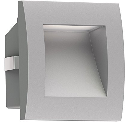 ledscom.de LED Wandeinbauleuchte ZIBAL, Downlight für außen, IP65, grau matt, 90 x 90mm, warmweiß