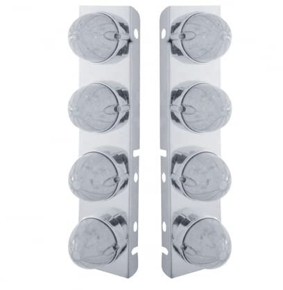United Pacific 37991 PB SS Front Air Cleaner Bracket w/8X 19 LED Watermelon Lights & Bezels -Amber LED/Clear Lens