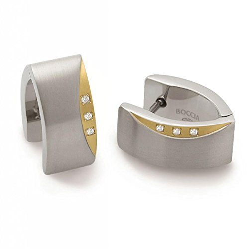 Boccia Damen-Creolen Ohrring Titan teilvergoldet Diamant (0.001 ct) weiß - 05002-04