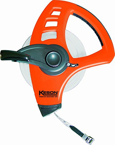Keson FLT Serie Fiberglas Klinge Freilauf Maßband (verschiedene Größen: 165 ft – 200 ft, 50 m – 60 m; verschiedene Einheiten: ft & in, ft & 10, m & cm & mm), FLT18M200, Einheiten: Fuß, Zoll, 1/8&m, cm, 2 mm, Doppelte Hakenbefestigung; F1 & F13, 200 ft./60m Length