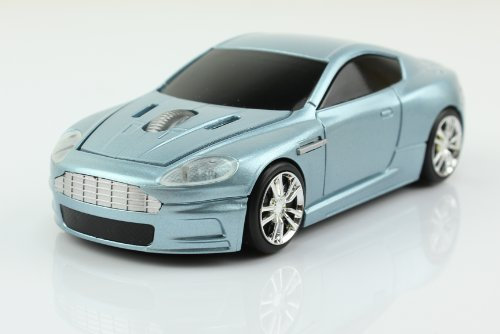 UrChoiceLtd® 2.4GHz Cordless Car Model Wireless Mouse AM Formed Computer Mouse Mice with Nano USB Receiver - Blue