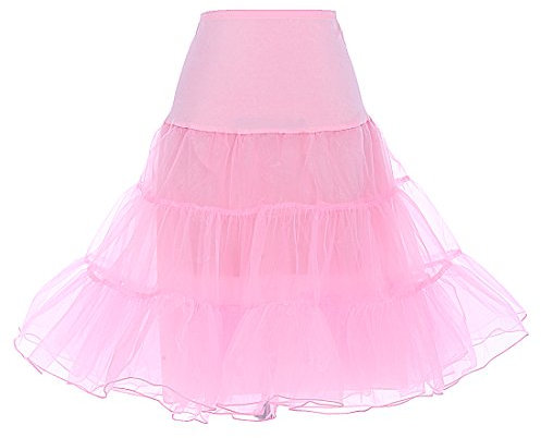 DRESSTELLS Petticoat Unterrock Damen Reifrock Dirndl Petticoats 1950er Rockabilly Kleider Pettycode Unterrock Kurz Tüllrock Meerjungfrau Kostüm Pink XL