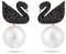 Swarovski Iconic Swan Anhänger, Schwan, Schwarz, Roségold-Legierungsschicht