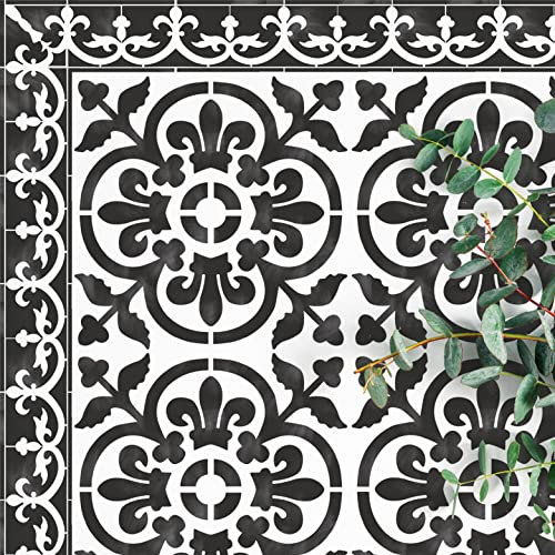 2 x Faux Tile Stencils - Paint Tile Effect on Floors Walls Furniture - Valencia 6 (152mm) Single