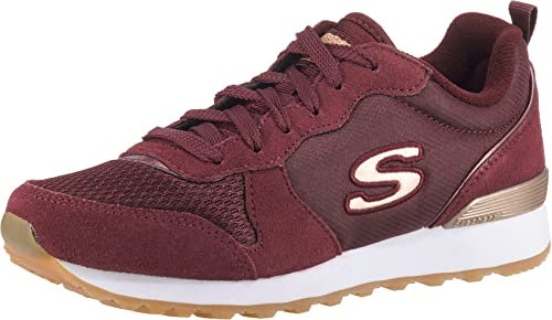 Skechers Women's Og 85 Gold'n Gurl Trainers, Burgundy Suede Nylon Mesh Rose Gold Trim, 3.5 UK
