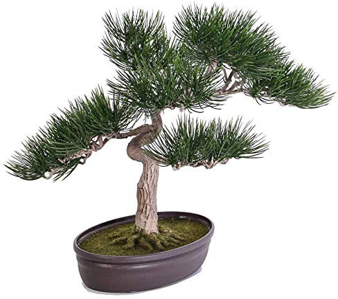 artplants.de Künstlicher Bonsai Pinie Arata in Dekoschale, grün, 45cm - Kunstbaum - Bonsai Kunststoff