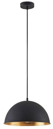 Lindby Esstisch Pendelleuchte, Hängeleuchte Metall Schwarz Gold Hängelampe 1x E27 max. 60W ohne Leuchtmittel Wohnzimmer Esszimmer Esstischlampe